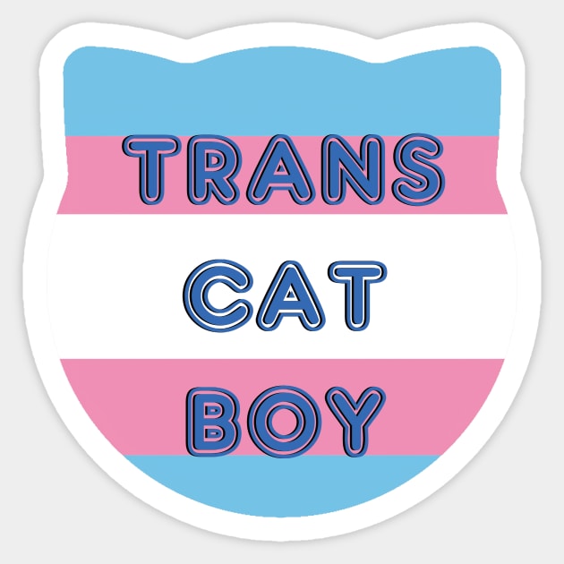 Trans Cat Boy Transgender Flag With Cat Ears Design Sticker by nhitori